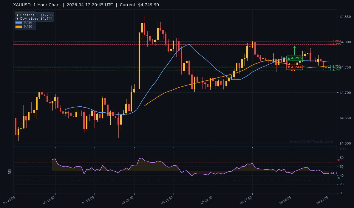 XAUUSD 1-Hour Technical Analysis Chart