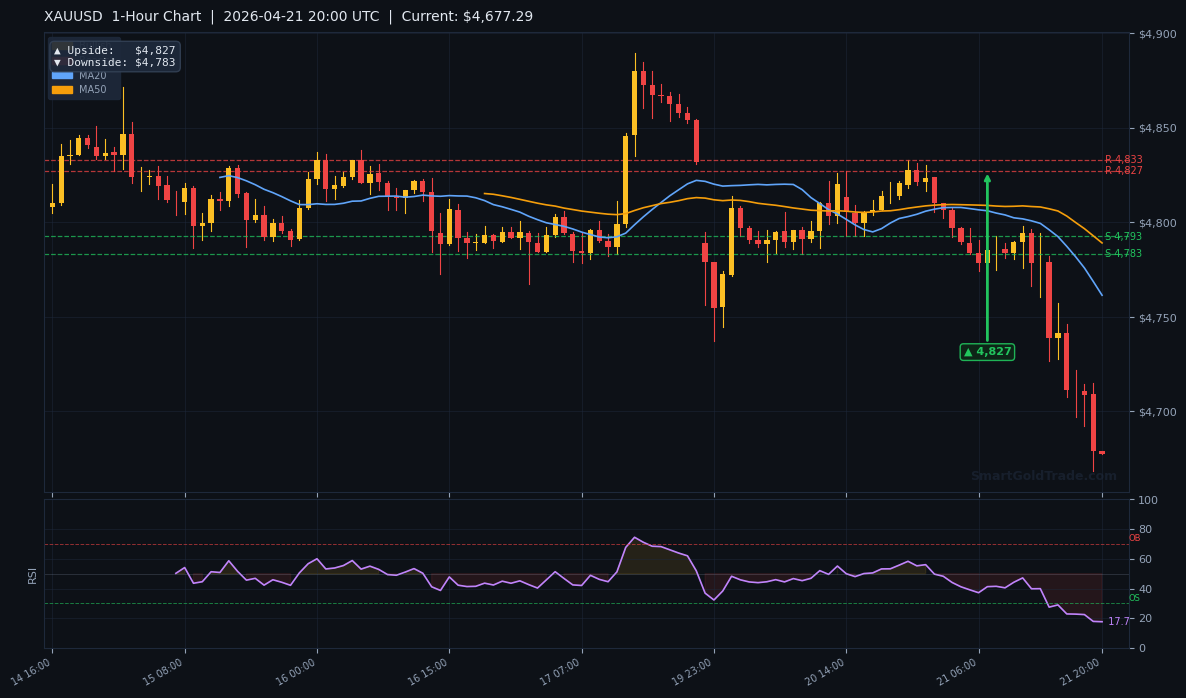 XAUUSD 1-Hour Technical Analysis Chart