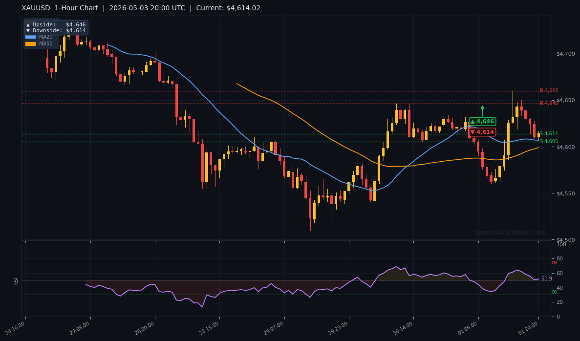 XAUUSD 1-Hour Technical Analysis Chart