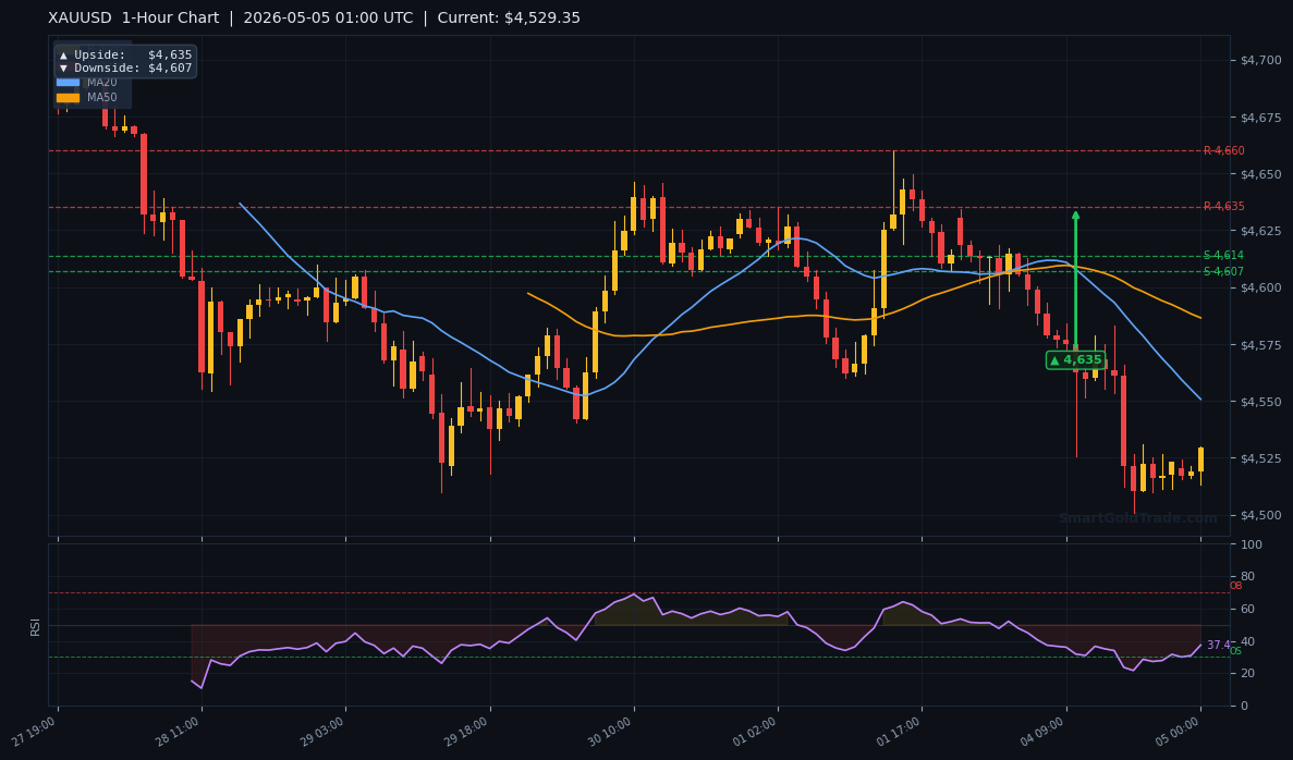 XAUUSD 1-Hour Technical Analysis Chart