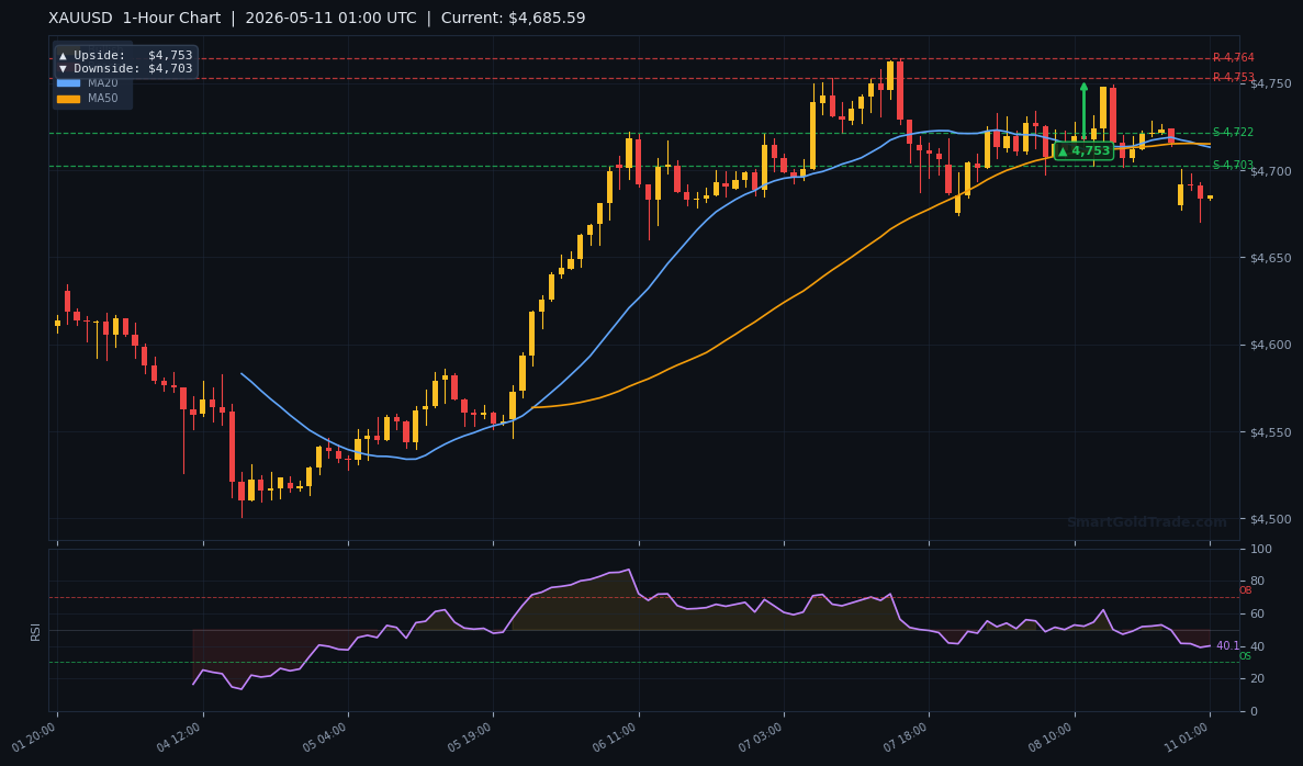 XAUUSD 1-Hour Technical Analysis Chart