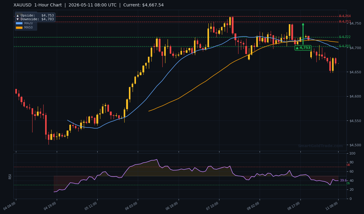 XAUUSD 1-Hour Technical Analysis Chart