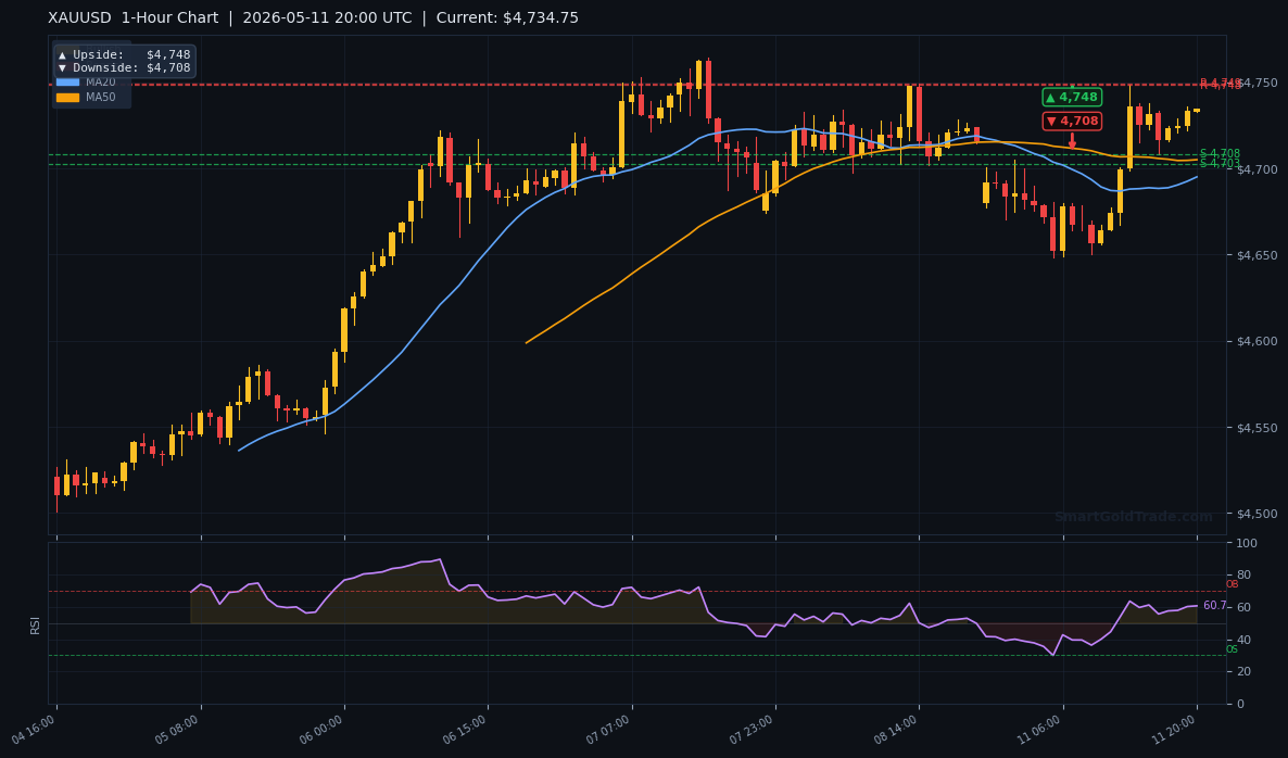 XAUUSD 1-Hour Technical Analysis Chart