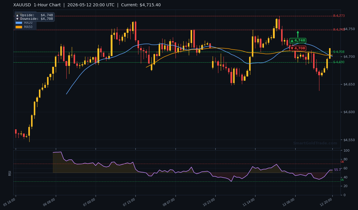 XAUUSD 1-Hour Technical Analysis Chart