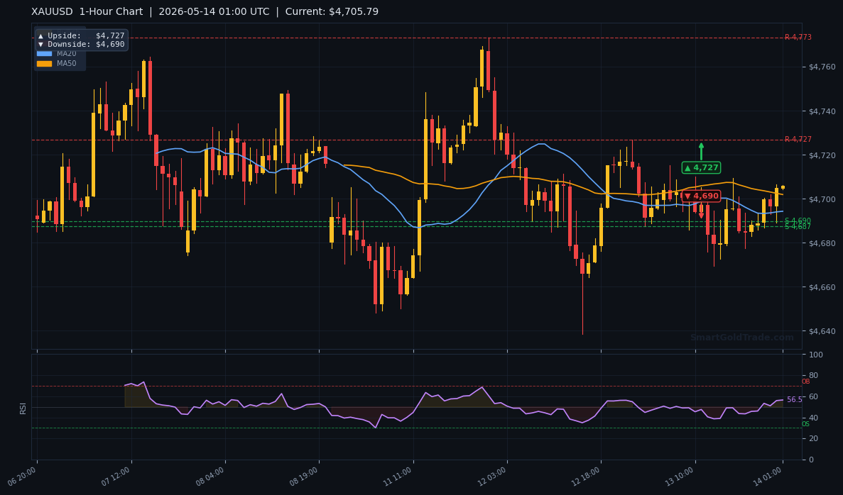 XAUUSD 1-Hour Technical Analysis Chart