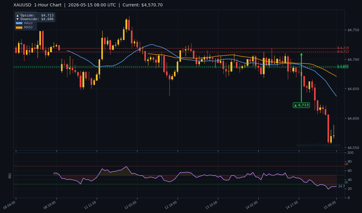 XAUUSD 1-Hour Technical Analysis Chart