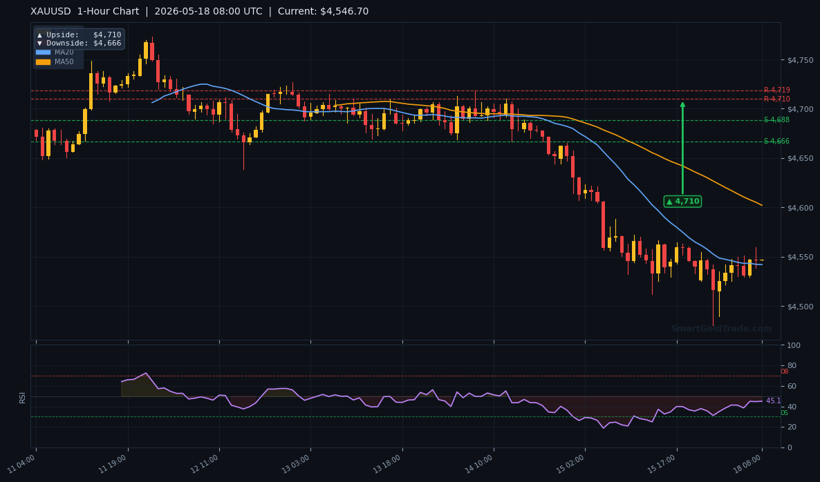 XAUUSD 1-Hour Technical Analysis Chart
