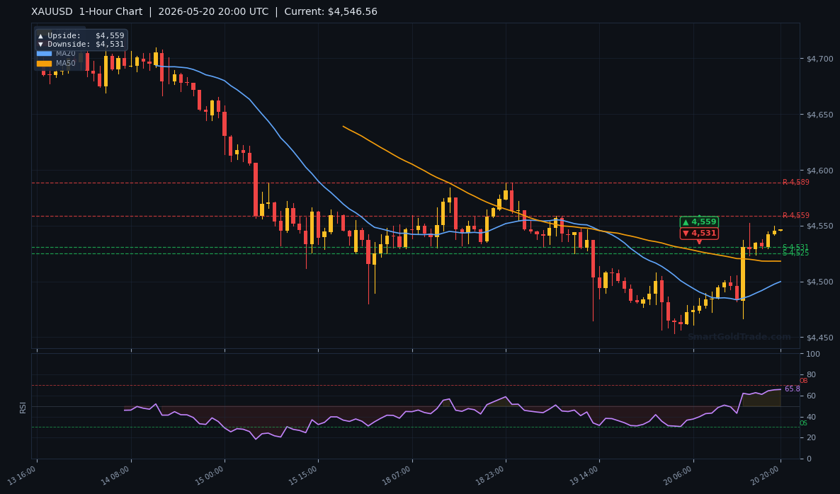 XAUUSD 1-Hour Technical Analysis Chart
