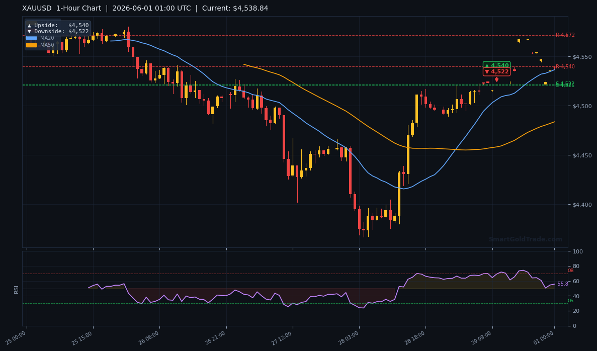 XAUUSD 1-Hour Technical Analysis Chart