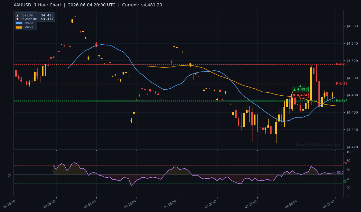 XAUUSD 1-Hour Technical Analysis Chart