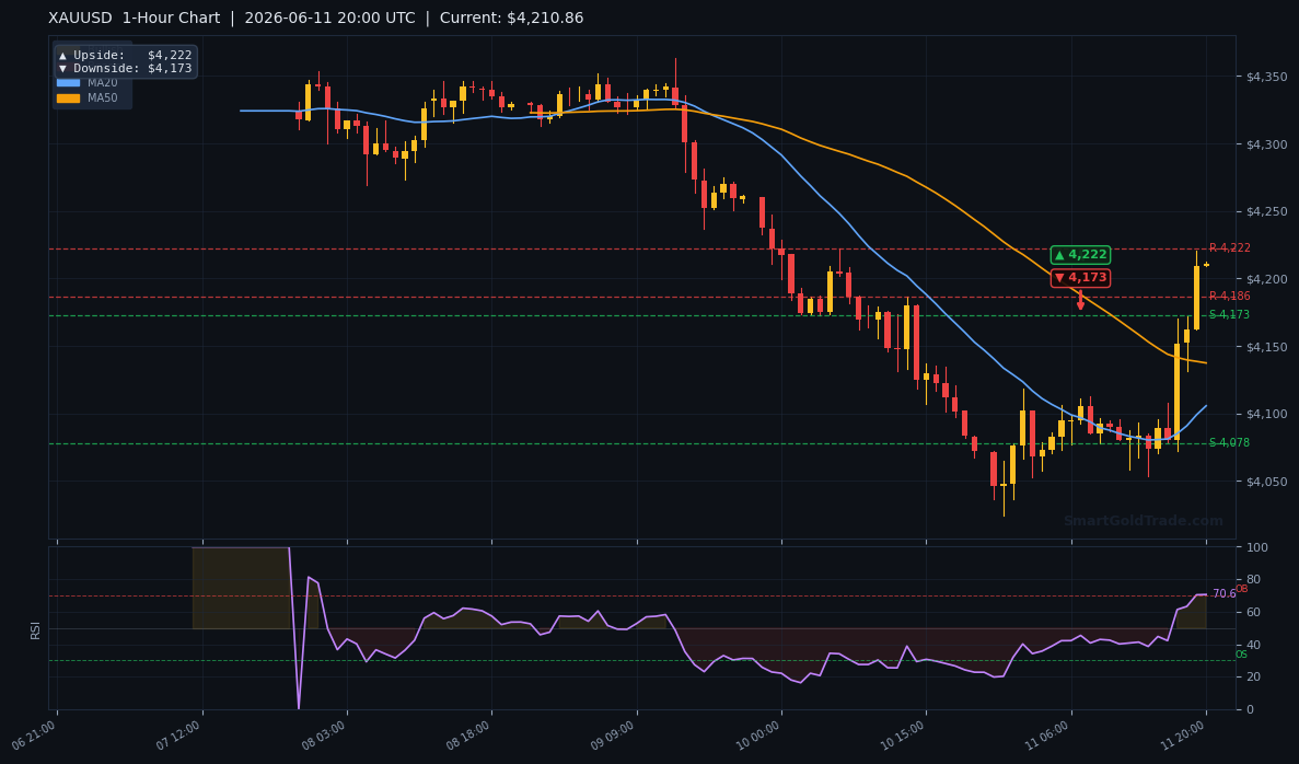 XAUUSD 1-Hour Technical Analysis Chart