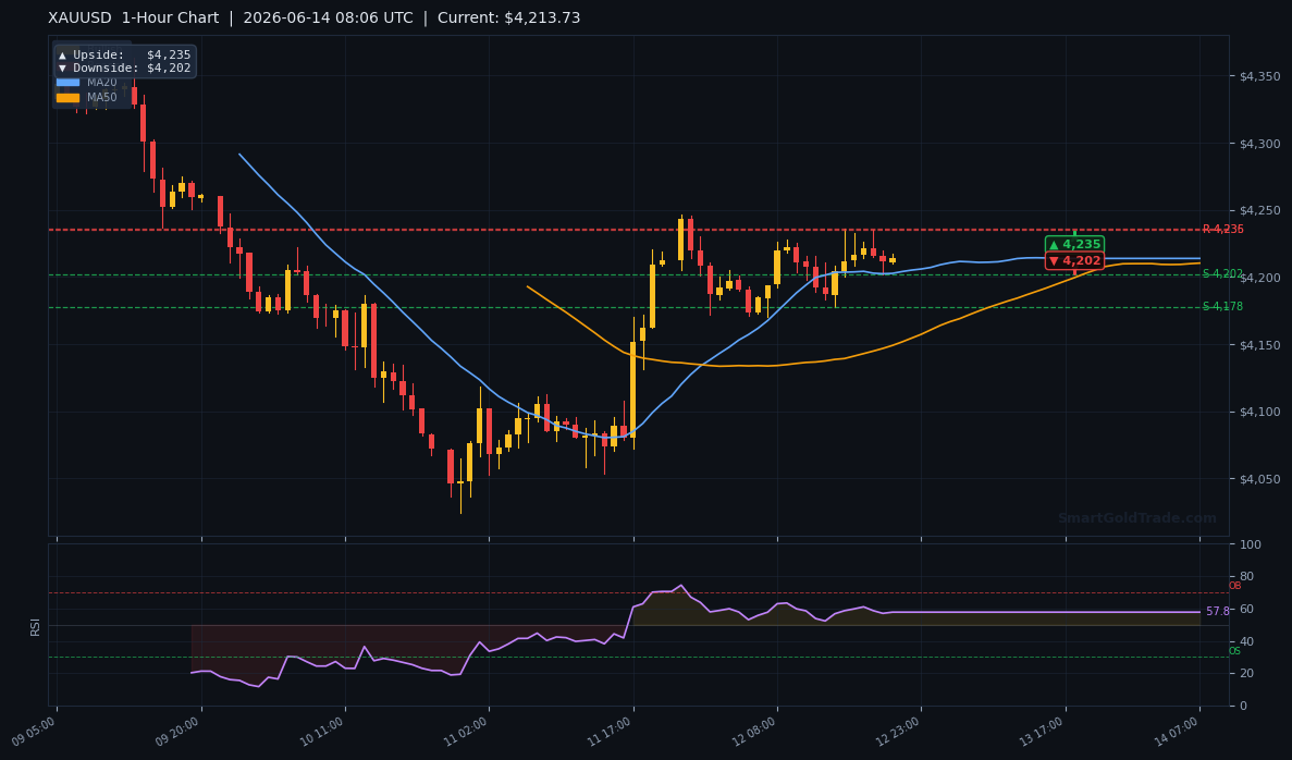 XAUUSD 1-Hour Technical Analysis Chart