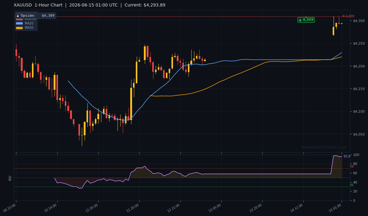 XAUUSD 1-Hour Technical Analysis Chart