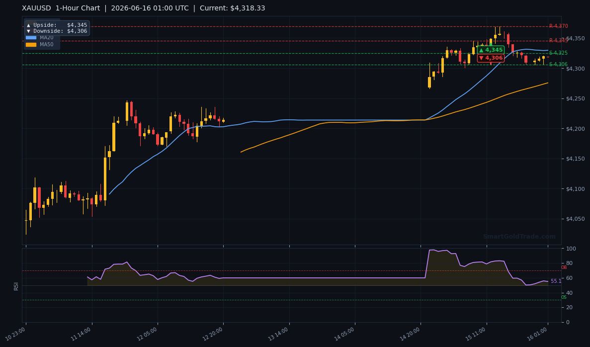XAUUSD 1-Hour Technical Analysis Chart