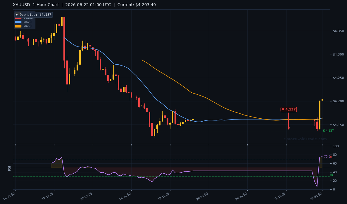XAUUSD 1-Hour Technical Analysis Chart
