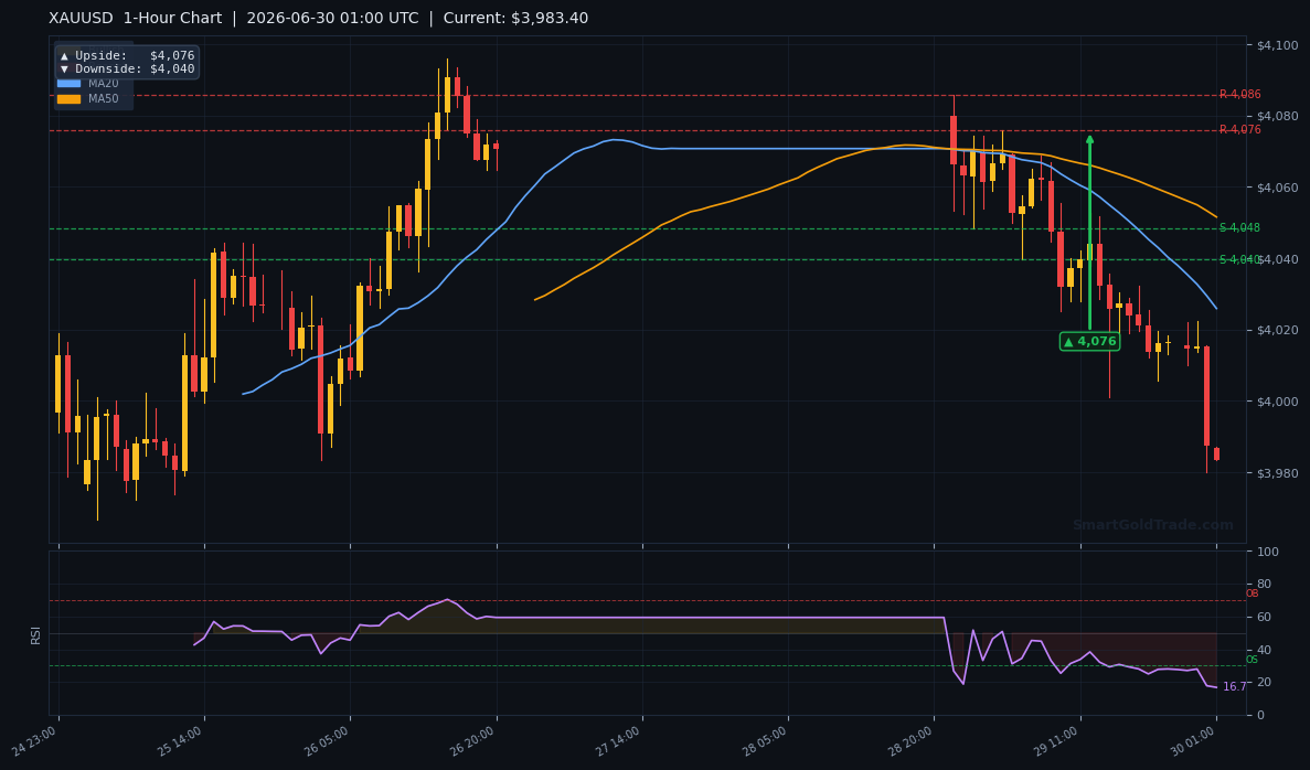 XAUUSD 1-Hour Technical Analysis Chart