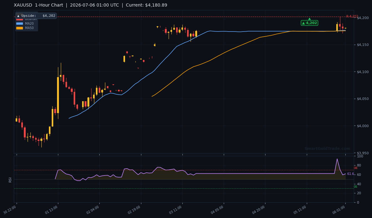 XAUUSD 1-Hour Technical Analysis Chart