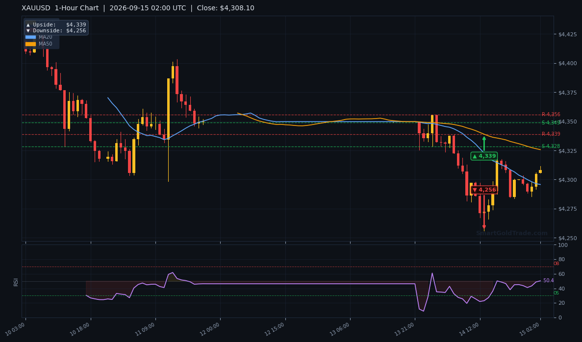 XAUUSD 1-Hour Technical Analysis Chart