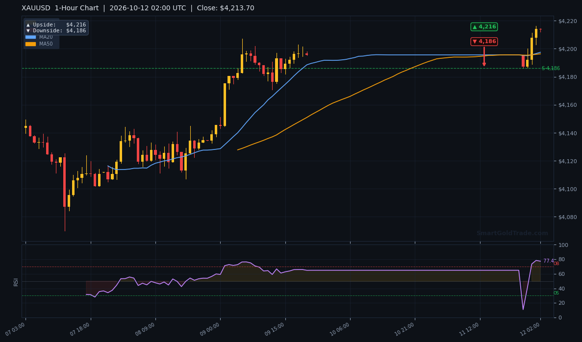 XAUUSD 1-Hour Technical Analysis Chart