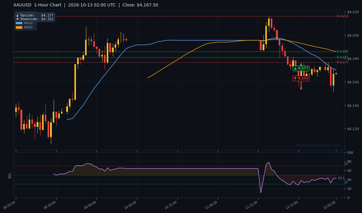 XAUUSD 1-Hour Technical Analysis Chart