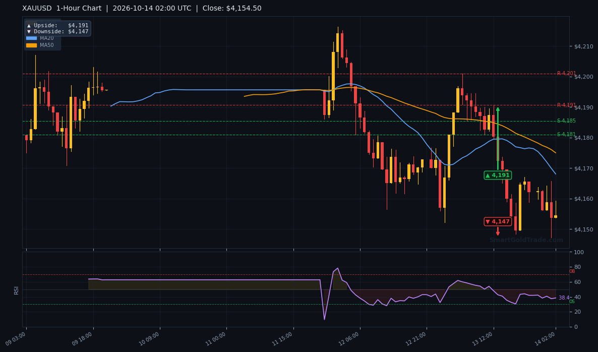 XAUUSD 1-Hour Technical Analysis Chart