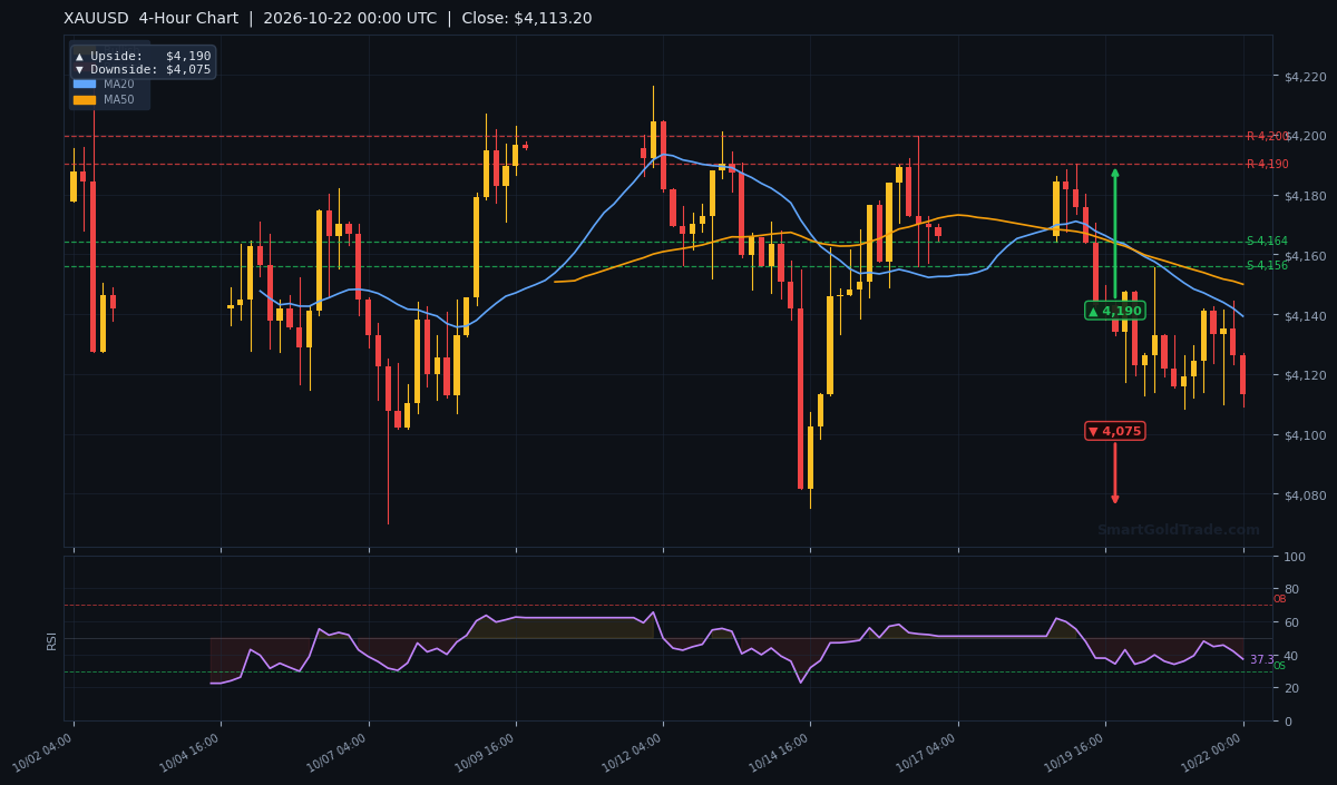 XAUUSD 4-Hour Technical Analysis Chart